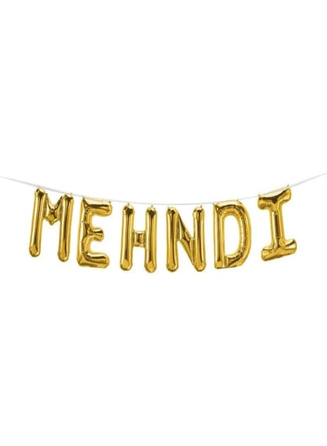Just Party Mehndi Theme Foil Balloon Banner Combo - Set Of 6Pcs For Unforgettable Celebrations, Gold - Image 2